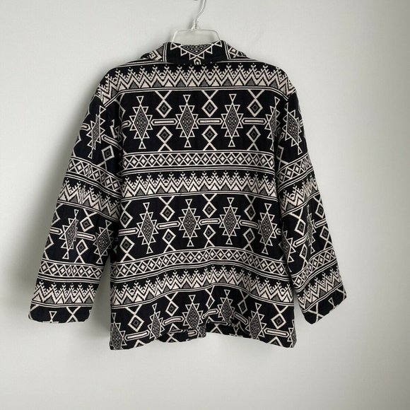 Chico's Design 2 Black Ivory Aztec Southwestern Print Knit Jacket - Picture 4 of 5